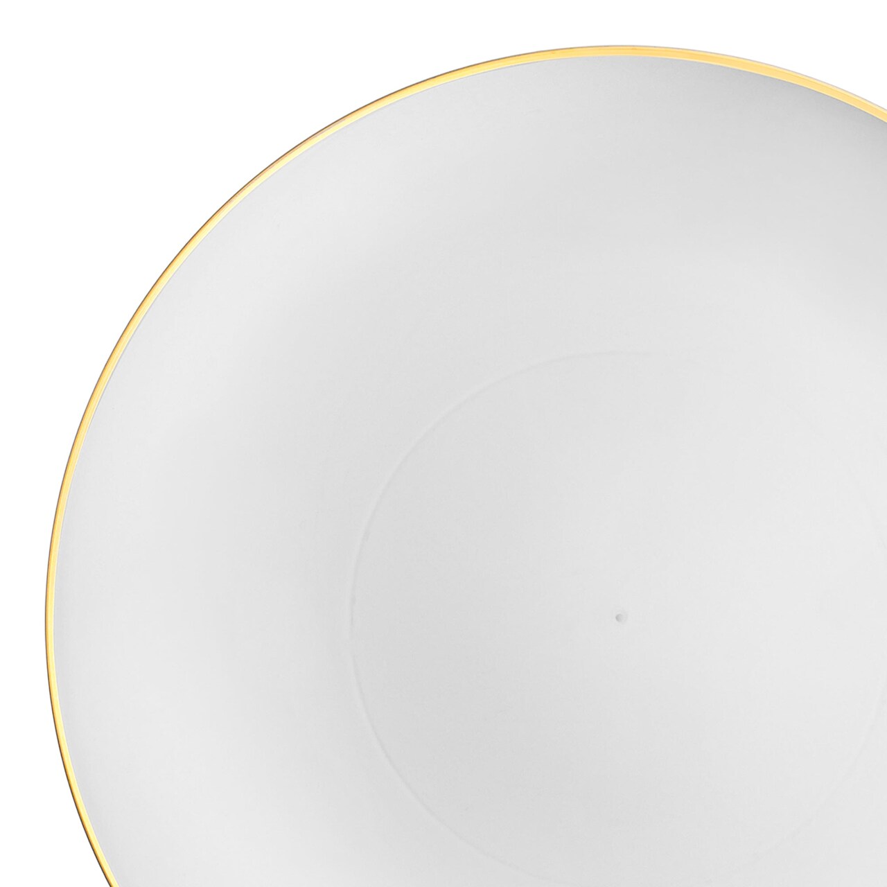 White with Gold Rim Organic Round Disposable Plastic Dinner Plates - 10.25" (120 Plates)